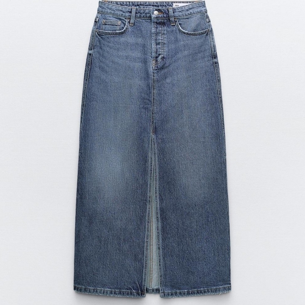 Zara Blue Denim Maxi Skirt and Vest Set ZARA - Picture 8 of 14